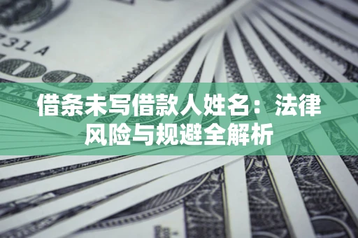 武汉借条未写借款人姓名：法律风险与规避全解析